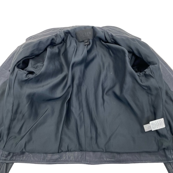 J. Crew Collection Leather Jacket 6 BLUE - Picture 13 of 16